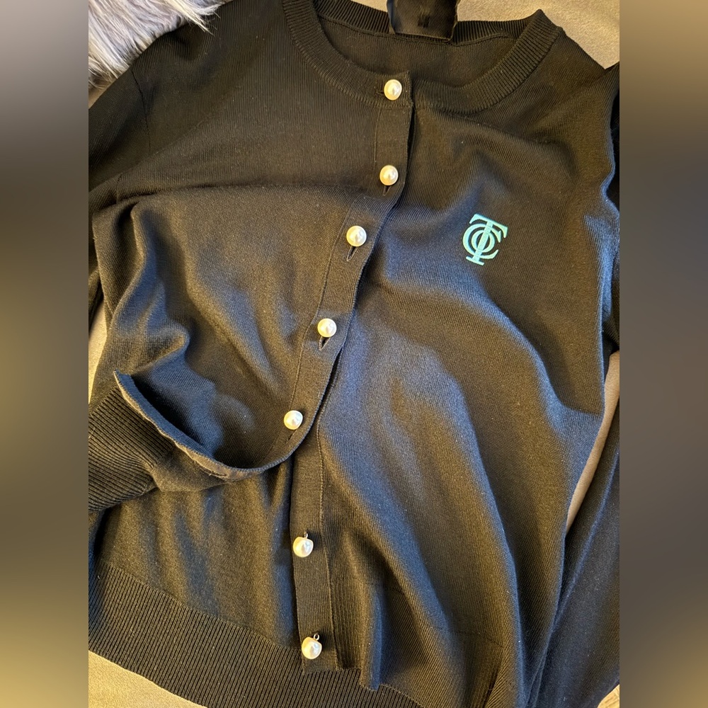 Givenchy x Tiffany & Co. 🌕 Pearl Button TCO Logo Black Cardigan Women’s Large